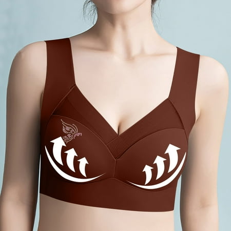 Juslio Minimizer Bras for Women Full Coverage Athletic Lace Wirefree Solid Vest Breasted Bra
