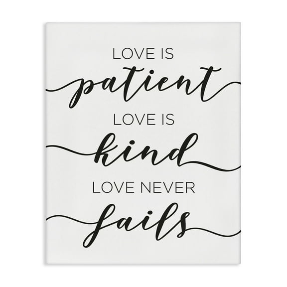 Stupell Industries Love Never Fails Phrase Typography Painting Gallery Wrapped Canvas Art Print Wall Art, 16 x 20