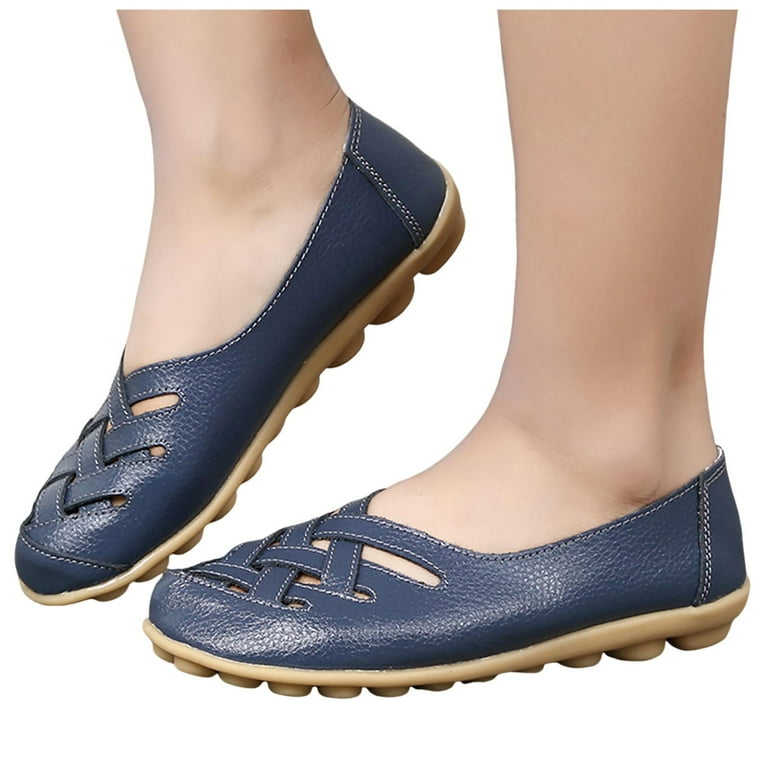 Blphud Nice Shoes for Women Summer Shoes for Women 2024 Womens Casual Shoes  Low Heel Women's Fashion Leather Single Shoes Slope Heeled Loafers Casual 