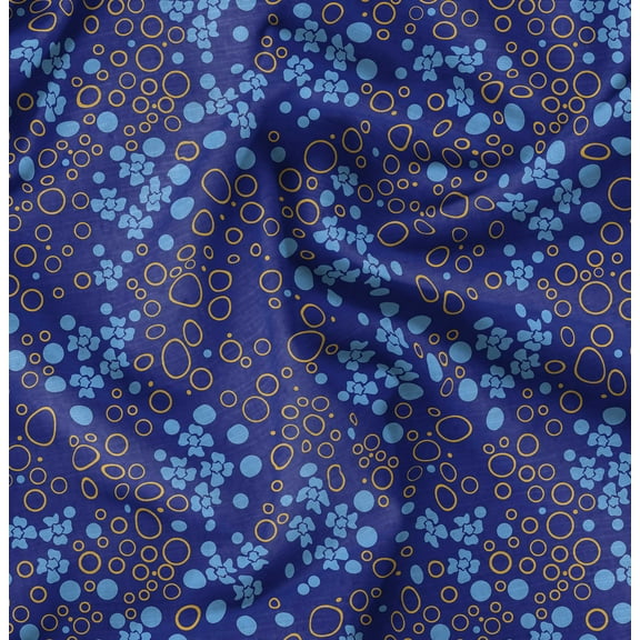Soimoi Pure Silk Blue Fabric By the Yard - 42 Inch Wide - African Tribal Material - Artistic and Modern Patterns for Various Uses Printed Fabric