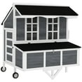 thumbnail image 2 of PawHut 43" Chicken Coop with Wheels, Mobile Chicken House, Wooden Chicken Tractor with Nesting Box, Windows, Pull-out Tray, Perches, for 2-4 Hens, 2 of 9