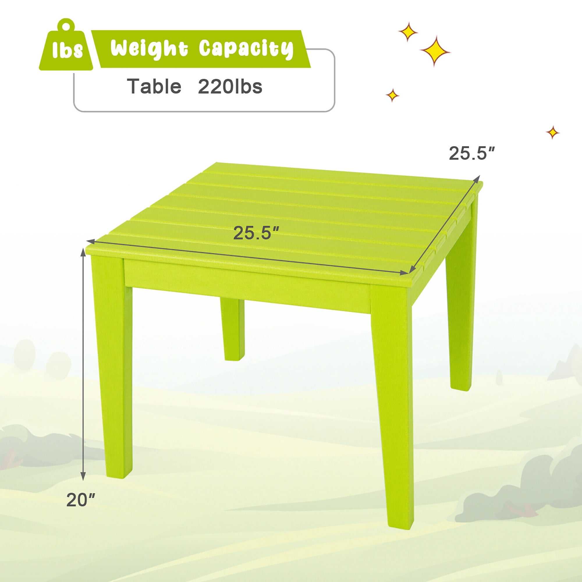 Gymax Kids Square Table Indoor Outdoor Heavy-Duty All-Weather Activity Play Table Green