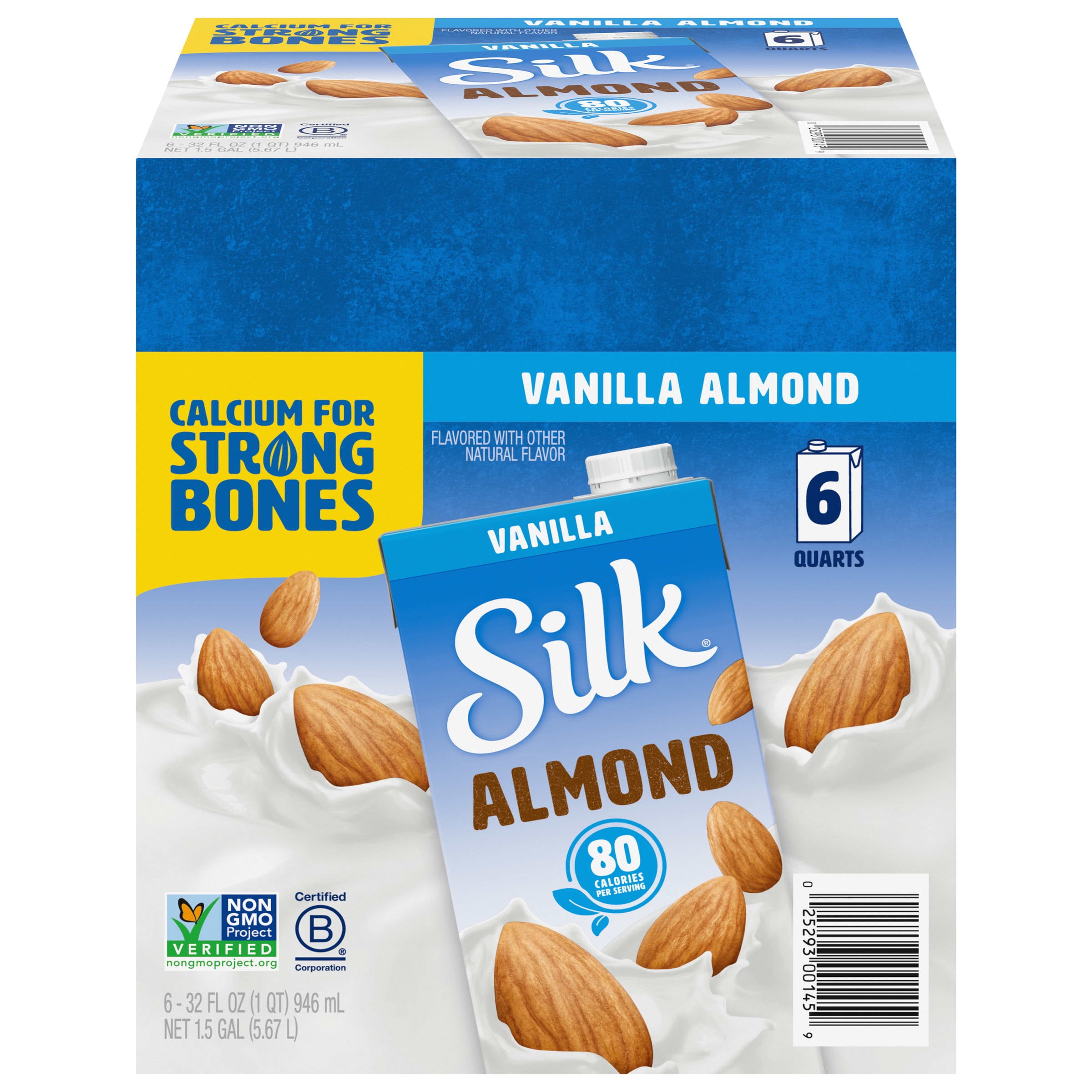 (Pack of 6) Silk ShelfStable Vanilla Almond Milk, 1 Quart