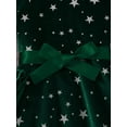 thumbnail image 5 of FAOWME Big Kids Girls Plush Dress Long Sleeve Star Print Ruffle Hem Bow Tie Belt Stylish Elegant Dresses For Autumn Winter Holiday Party Green 7-8 Years, 5 of 8