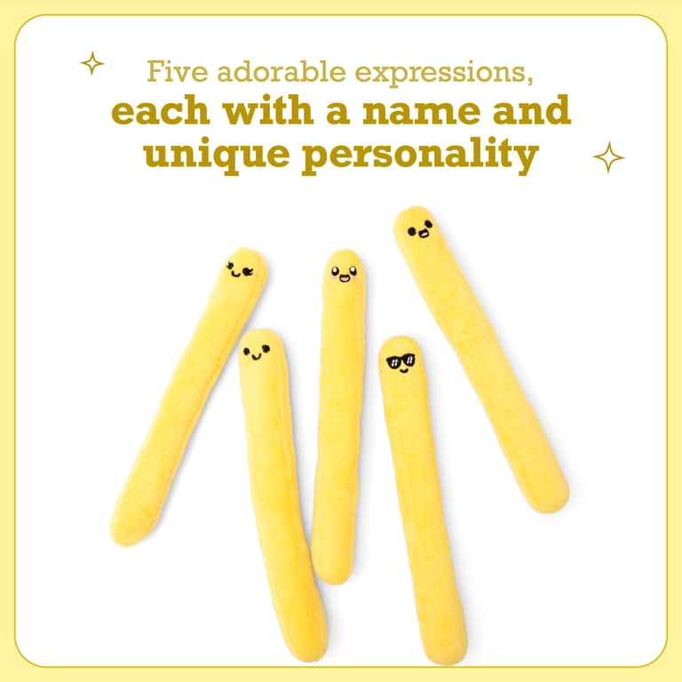 Emotional Support Pals Fries, Plush Food Toys, 5ct with Basket