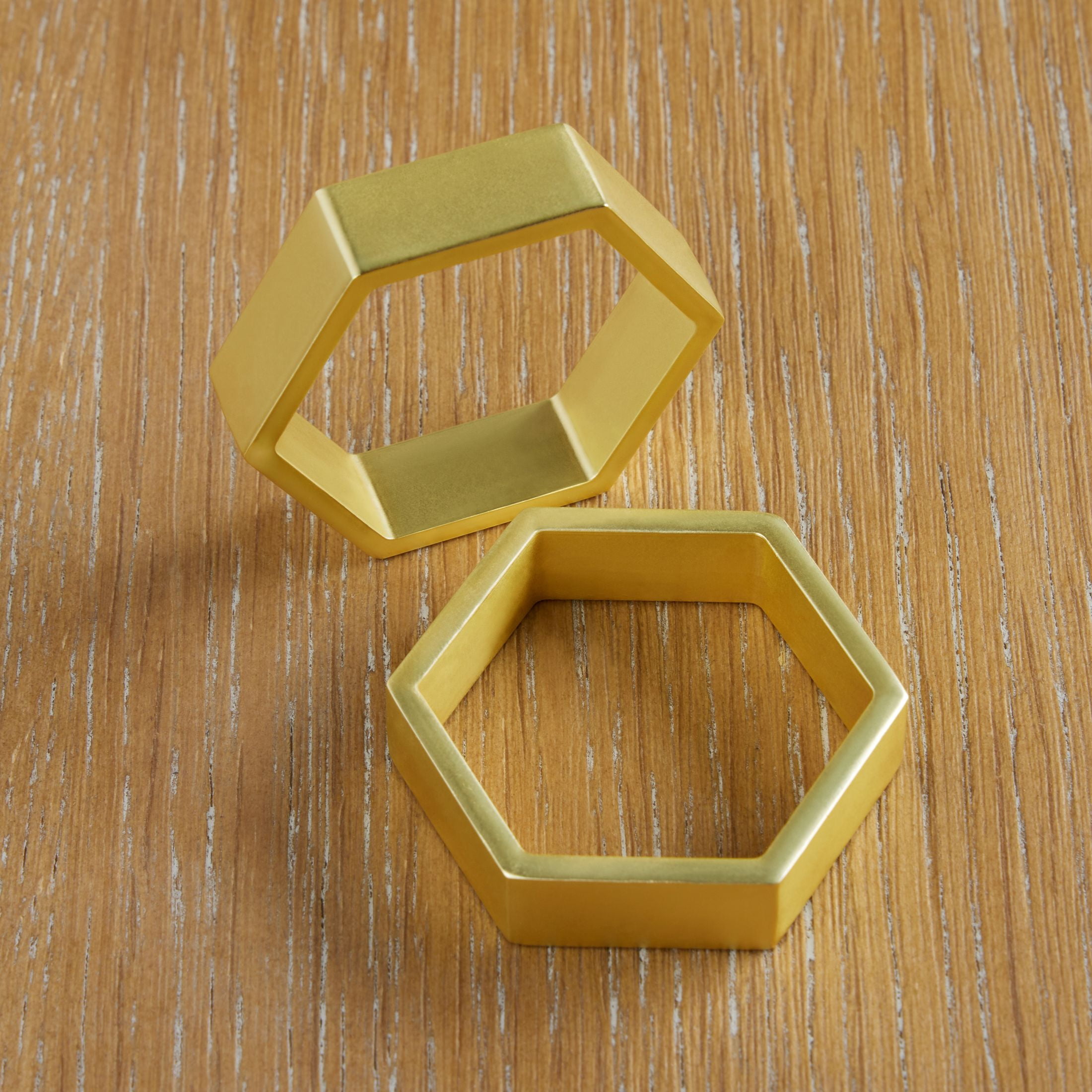 Mainstays Gold Hexagon Metal Napkin Ring, 4 Count