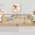 thumbnail image 3 of Sesslife Full Size Floor Bed with High Fence & Door, Wood Toddler Bed with Salts and 21.5” Safety Guardrails, Montessori Floor Bed, Full Bed Frame for Kids Boys Girls, No Box Spring Needed, Natural, 3 of 10