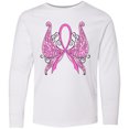 thumbnail image 3 of Inktastic Breast Cancer Awareness with Butterfly Ribbon Words Long Sleeve Youth T-Shirt, 3 of 5