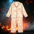 thumbnail image 2 of HAYIMI Kids Halloween Girls Spring Autumn Pajama Set Casual Home Wear Long Sleeve Lapel Button Shirts Blouse Tops With Pants Homewear, 11-12 Years, 2 of 4