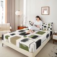 thumbnail image 3 of Castle Fairy Watercolor Brush Rectangle King Sheets 4pcs,Abstract Linear Mark Bedding,Olive Beige Black,1 Flat Sheet, 1 Fitted Sheet and 2 Pillowcases, 3 of 7