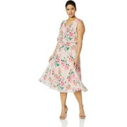 Jessica Howard Size Womens Sleeveless Blouson Dress, Pink Multi, 22 Plus