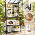Rustic Brown 25.9 Inch Baker's Rack with 5 Tier Shelves and S Hooks for ...