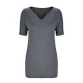 thumbnail image 6 of Bigersell Womens Tops Casual Women's Fashion Solid Color Casual V-Neck Short Sleeve Loose T-shirt Tops Regular Tunic Round Neck Short Sleeve Western Shirts Style B23005, Gray XXL, 6 of 8