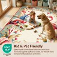 thumbnail image 4 of Design&I 8'x10' Washable Area Rug Vintage Damask Symmetrical Scrolls Botanical Border Boho Blooms for King Size Bedroom, Under Bed, Sleek Flatweave Pet Friendly, 4 of 7