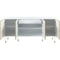 thumbnail image 3 of Pemberly Row 64" Contemporary High Gloss Lacquer Wood Sideboard Buffet Console with Hidden Drawer in White/Gold, 3 of 4