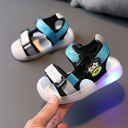 

8QIDA Sandals Girls Size 13 Brown Anti Kick Baotou Sandals Summer Lights Baby Shoes 013 Years Old 2 Boys and Girls Beach Shoes Walking Shoes 25