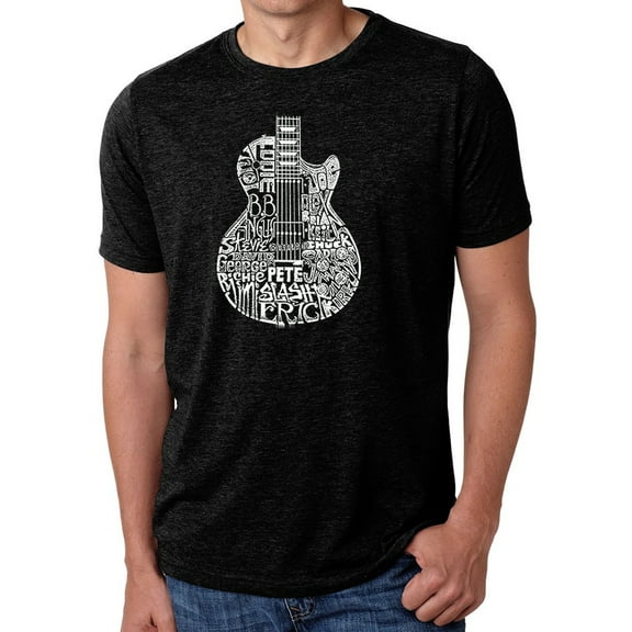 LA Pop Art Men's Premium Blend Word Art T-shirt - Rock Guitar Head