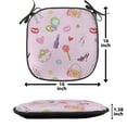 thumbnail image 5 of Cartoon Chair Seating Cushion Set of 2, Girls Illustration with Fashion Accessories and Makeup Lollipop Flower Print, Seat Pads for Office with Anti-slip Backing, 16"x16", Multicolor, by Ambesonne, 5 of 7