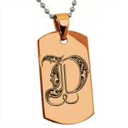 Stainless Steel Letter D Initial Royal Monogram Engraved Engraved Dog Tag Pendant Necklace