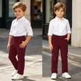 thumbnail image 4 of BLVB Boys Corduroy Straight Leg Pants Casual Loose Fit School Uniform Pants High Waist Fall Winter Comfy Clothes(Wine,15-16 Years), 4 of 9