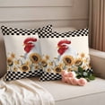 thumbnail image 2 of Farmhouse Pillow Covers 2 Pack Vintage Farm Chicken Sunflowers Black Plaid Beige Pillowcase Waterproof Outdoor Throw Pillow Cover for Patio Garden Square Cushion 18”x18”, 2 of 9