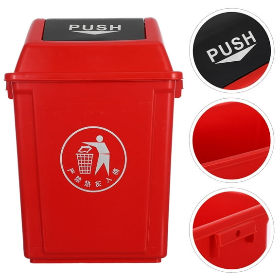 TABLZONE Patio Waste Basket Bin Red Plastic for Household Users 1 Pack Easy Cleaning