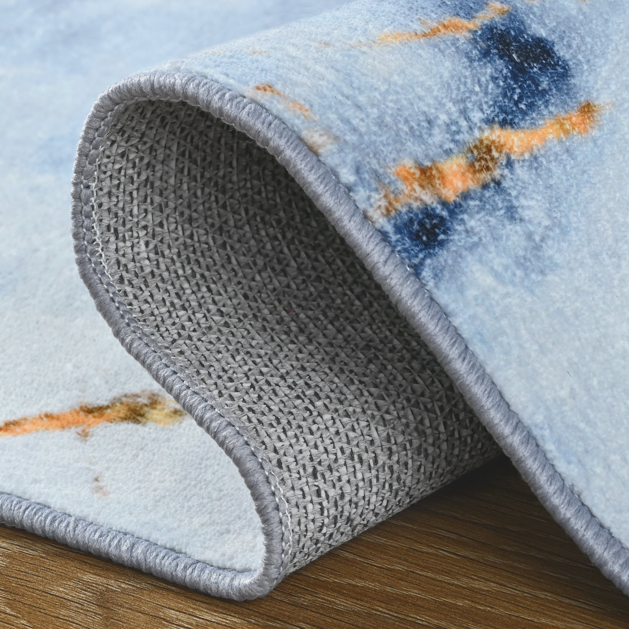 Cydiria Modern Abstract Marble Faux Wool Area Rug, 4' x 6', Blue