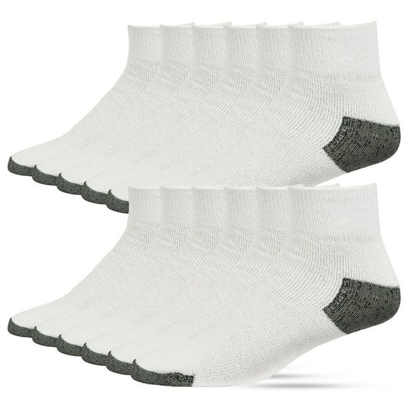 12 Pairs Quarter Socks Crew Cotton Unisex Athletic Sports Workout Running Comfort Cozy Sweat-absorbing Anti-Slip Comfy Compress Soccer Value Pack