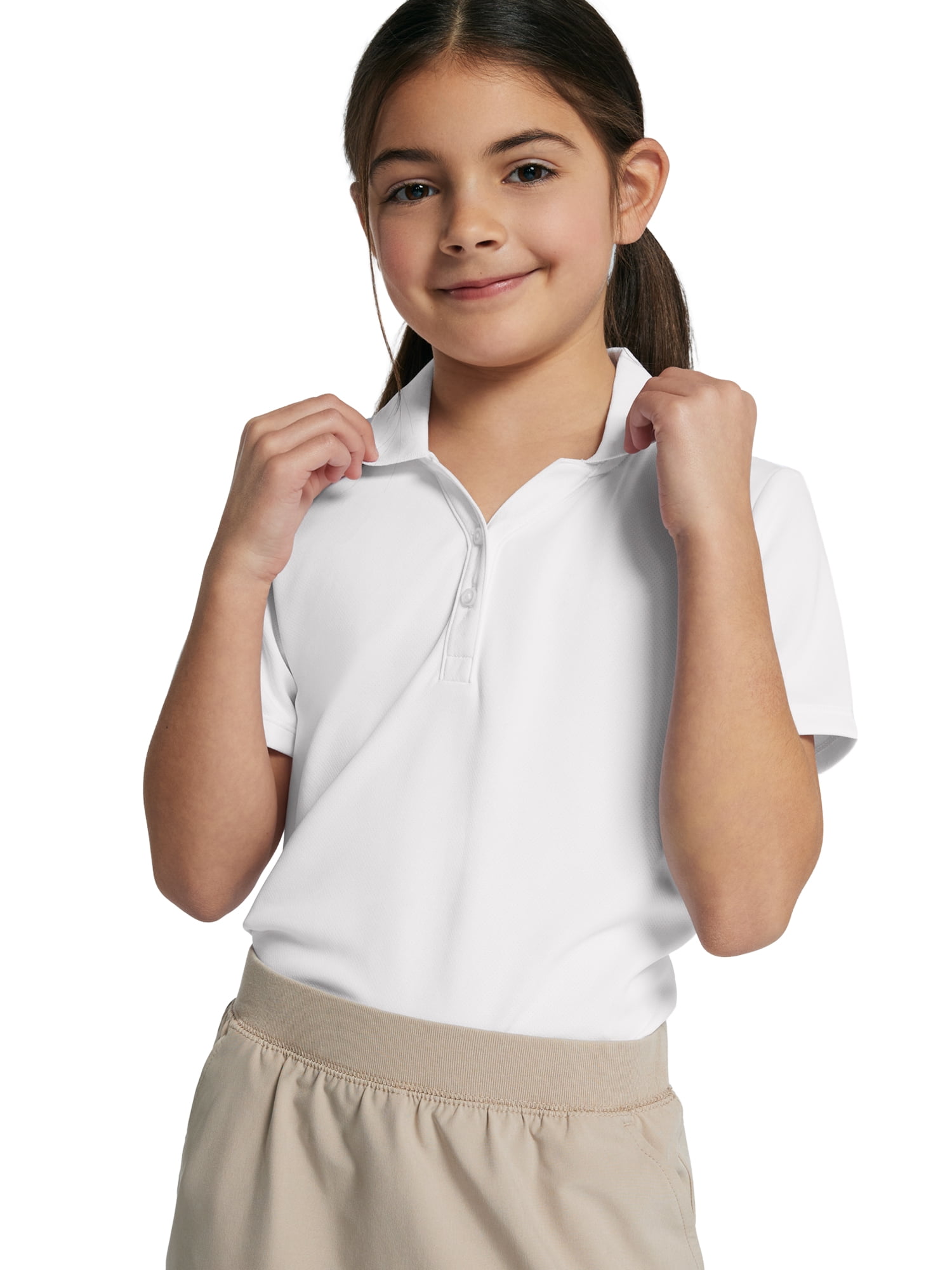 Wonder Nation Girls Performance Polo Shirt, Sizes XS-XXL