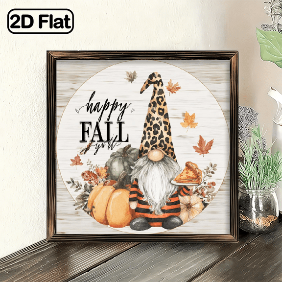 Hello Fall Gnome Sign for Front Door Decor 8x8 Autumn Farmhouse Wall Sign Rustic Round Wooden Hanging Door Sign for Home Front Door Wall Porch Yard Garden