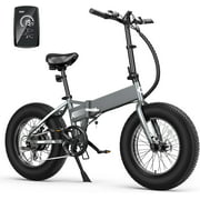 Electric Bike, Fat Tire Electric Bike for Adults 20" x4, 32 KM/H by 750W, 48V 10AH Battery Up to 50-80 KM Range, Shimano 7-Speed, 1.5X Fast Charge, Dual Disc Brakes, Folding Adult Electric Bicycle