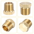 thumbnail image 4 of 2Pcs Brass Hex Head Plug Compression Cap Fitting Stop Valve Cap, 1/4" NPT Hex Thread Pipe Fitting Flare Cap Tubing Ends Sealing Cap with PTFE Tape for Air Conditioner, Water, Gold, 4 of 7