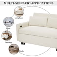 thumbnail image 6 of Beige Corduroy Convertible Pull-out Sofa Bed, 2 Seat Loveseat with USB Ports, Modern Sleeper Sofa for Living Room, 6 of 6