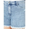 thumbnail image 4 of Celebrity Pink Juniors and Juniors Plus Ultra High Rise Fray Hem Denim Shorts, Sizes 1-24, 4 of 4