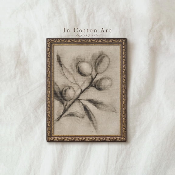 Minimalist Olive Branch Sketch Print, Neutral Botanical Wall Art, Rustic Nature Illustration, Farmhouse Decor | D94 UNFRAMED Poster, Wall Art for Decor, Present, 8x12
