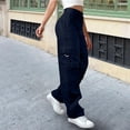 thumbnail image 2 of Lumtrix Cargo Pants For Women High Waisted Hiking Pant Baggy Fashion Stretchy Wide Leg Y2K Streetwear With Pockets Navy 2XL, 2 of 4