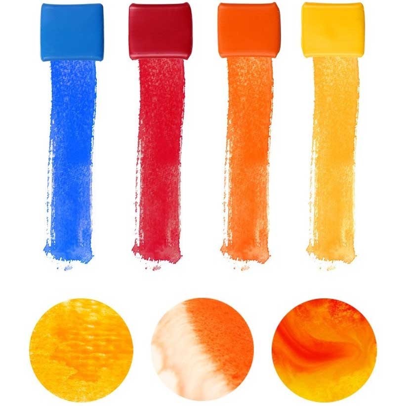 Portable Solid Watercolor Paint Set, 24-Color Artist Paint Kit with Water Brush Mixing Palette for Sketching Painting Home Studio Outdoor Art Projects