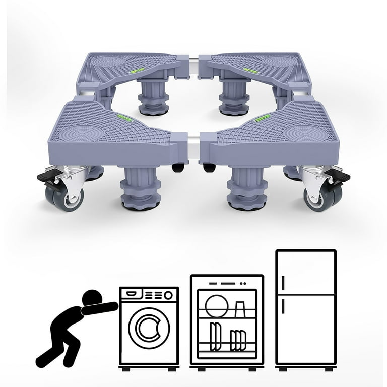 Adjustable Fridge Stand- Refrigerator Stand-Mini Fridge Stand- Washing Machine-Washer Stand-Strong Feet for Fridge- Mobile Base Stand with 4 Strong