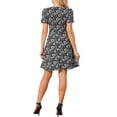 thumbnail image 3 of INSPIRE CHIC Women's Floral Print Dress Casual Ruched Short Sleeve V Neck Sundress S Black, 3 of 5