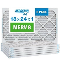 Aerostar 18x24x1 MERV 8 Pleated Air Filter, AC Furnace Air Filter, 6 Pack
