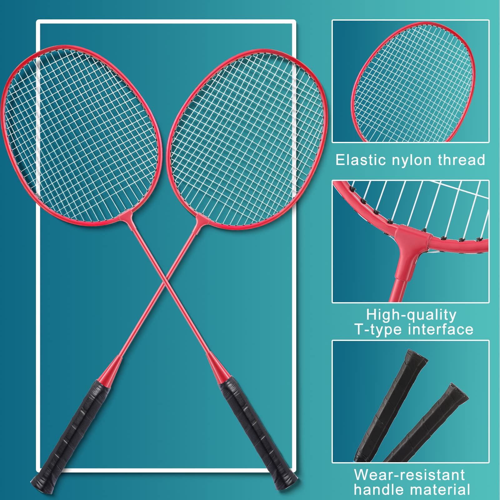 Badminton Rackets Set With Shuttlecocks Racquets For Adult And Lightweight Teenagers Shuttlecock Backyard Gym Beach Outdoor Games