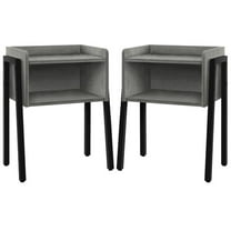 Home Square Sleek Wooden Airy Side Table in Reclaimed Gray and Black - Set of 2