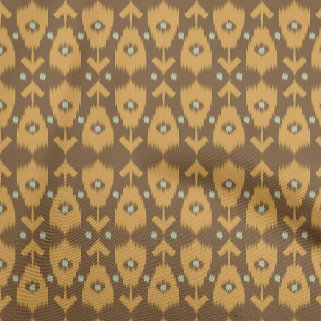 Tissu de Tissu de tissu de Coton Popeline Brun Ikat Robe Tissu Imprimé par la Cour 42 Pouces de Large