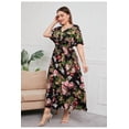 thumbnail image 5 of AURA Plus Size High Waist V Neck Printed Maxi Dress Elegant Spring Summer Style, 5 of 8