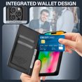 thumbnail image 5 of Wallet Case for iPhone 16 Pro Max, Classic Shockproof PU Leather Magnetic Flip Cover with Card Holder Stand Feature and Full Body Protection Phone Case Cover for iPhone 16 Pro Max, Black, 5 of 13