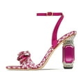 thumbnail image 3 of FSJ Women Sparkly Crsystal Square Open Toe Sandals Ankle Buckle Strap Block Diamond High Heel Wedding Party Dressy Slide Shoes Size 7 Pink, 3 of 4