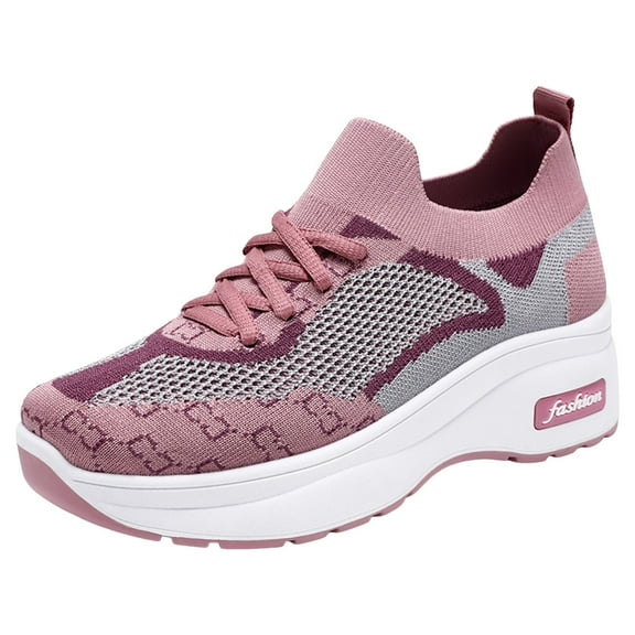 Leey-World Womens Hiking Shoes Women Comfortable Casual Platform Fashion Sneaker Orthopedic Shoes for Women(Pink,8)