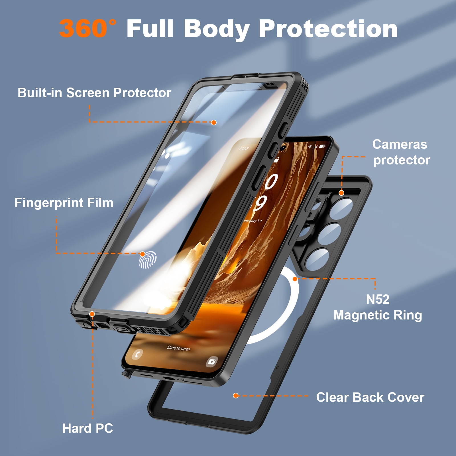 ANTSHARE for Samsung Galaxy S26 Ultra Case Waterproof, Built-in Lens & Screen Protector, Compatible with MagSafe, Shockproof Dropproof 360° Full Body Protection Phone Case for S26 Ultra 6.9''
