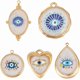 thumbnail image 1 of 5 piezas de 5 estilos de dijes de esmalte chapados en oro de 18 quilates, blanco, azul, ovalados, con forma de lágrima y corazón, colgantes para hacer joyas., 1 of 6