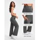 thumbnail image 3 of Pantalones de yoga Libin, pierna ancha, 29 cm de cintura alta para mujer, color gris oscuro, 3 of 7